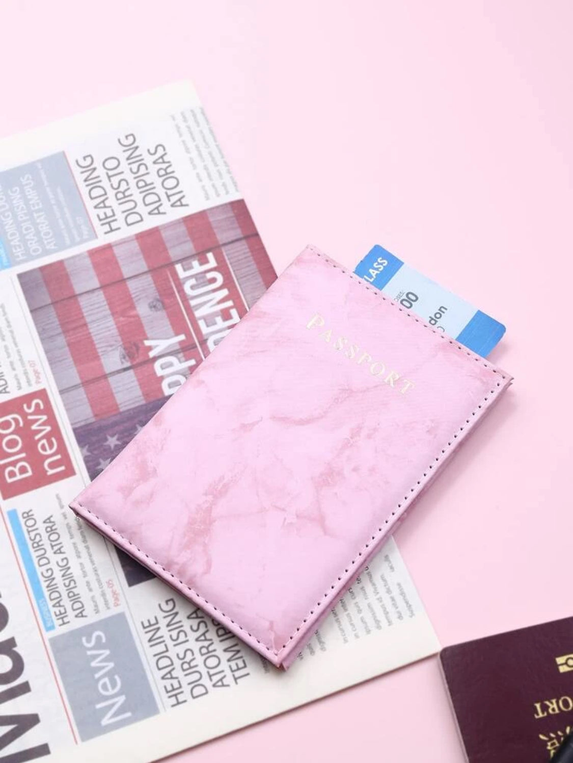 Estuche de pasaporte plegable de mármol, portapasaporte, billetera de pasaporte, suministros escolares, cosas de la escuela para estudiantes, accesorios de vacaciones para la temporada de vacaciones, bolsa de pasaporte para el vuelo, para vuelta a clases