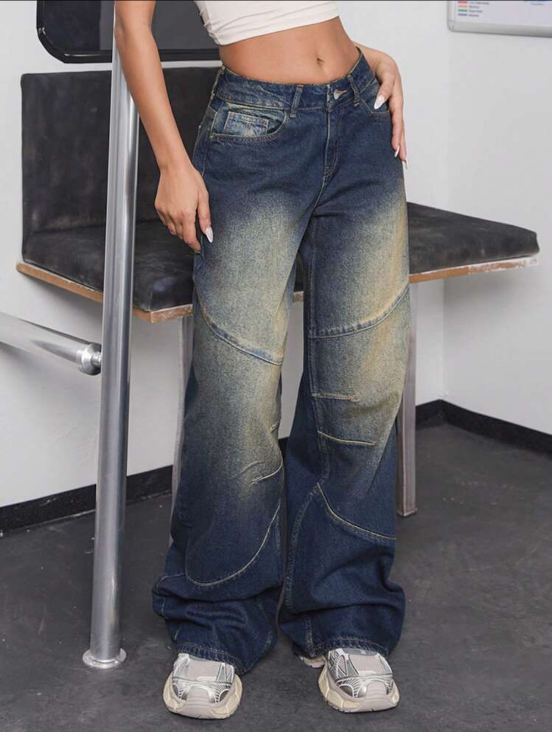 SHEIN JEANS DE PIERNA ANCHA CON CINTURA BAJA PARA MUJER