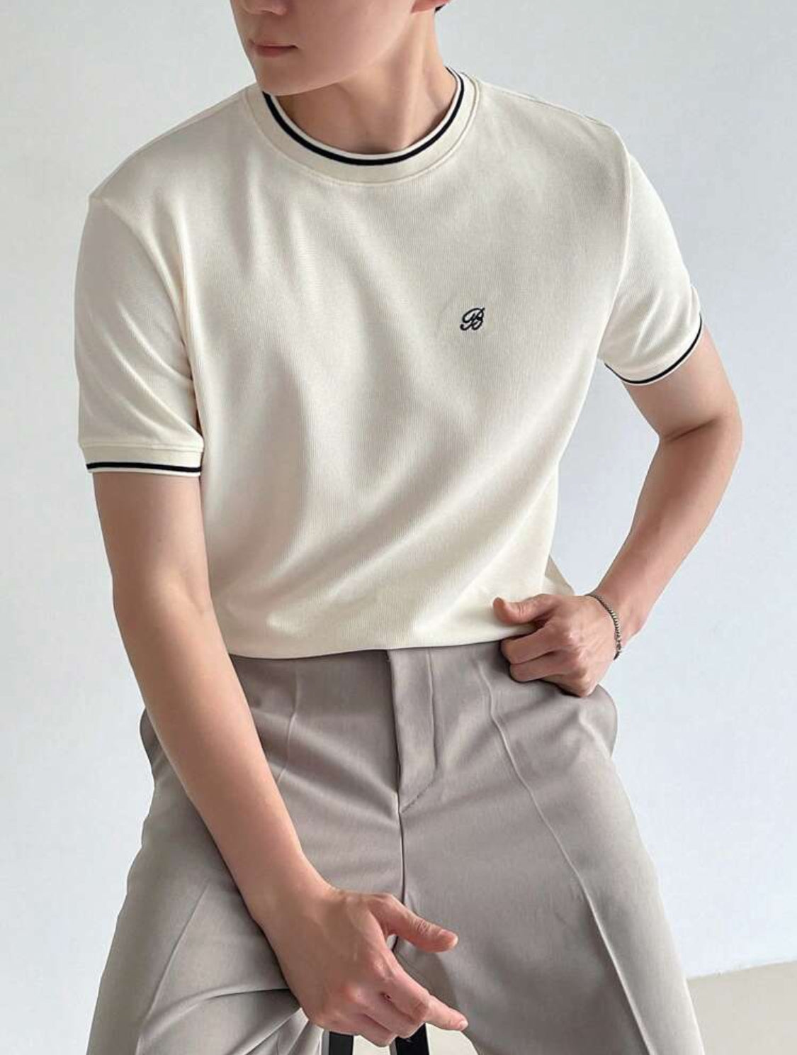 DAZY Camiseta de verano para hombre con bordado de letras