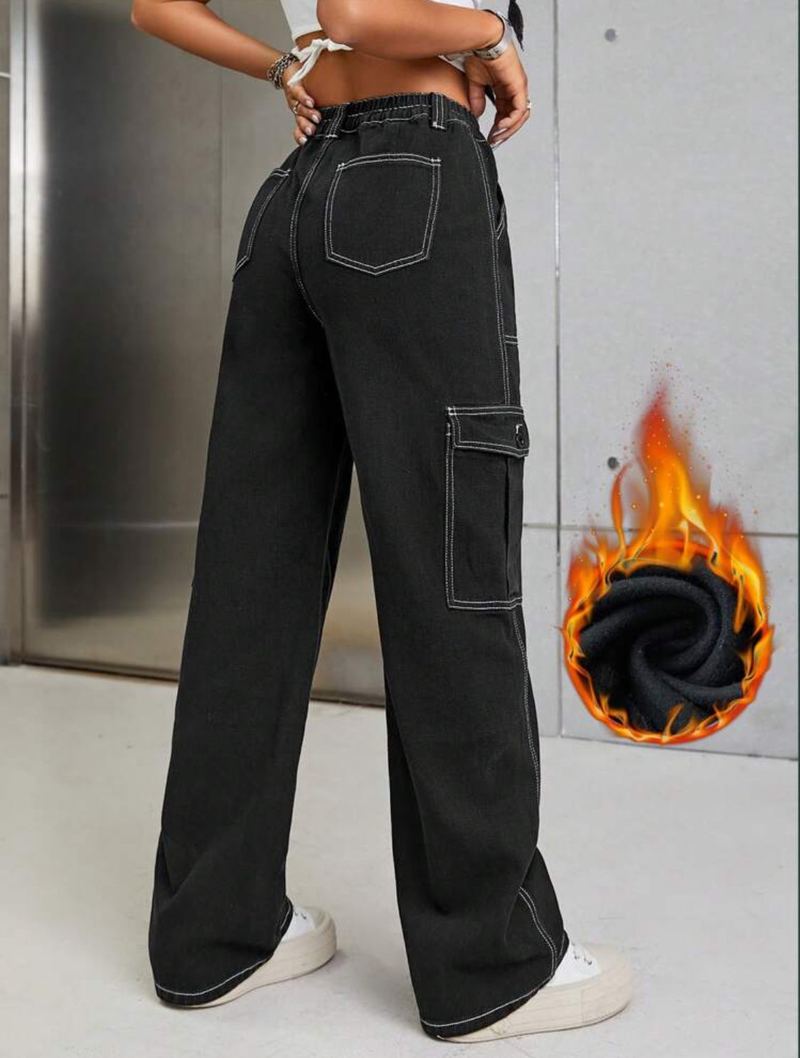 SHEIN ICON Pantalones largos de mezclilla casuales, a la moda y adecuados para el uso diario