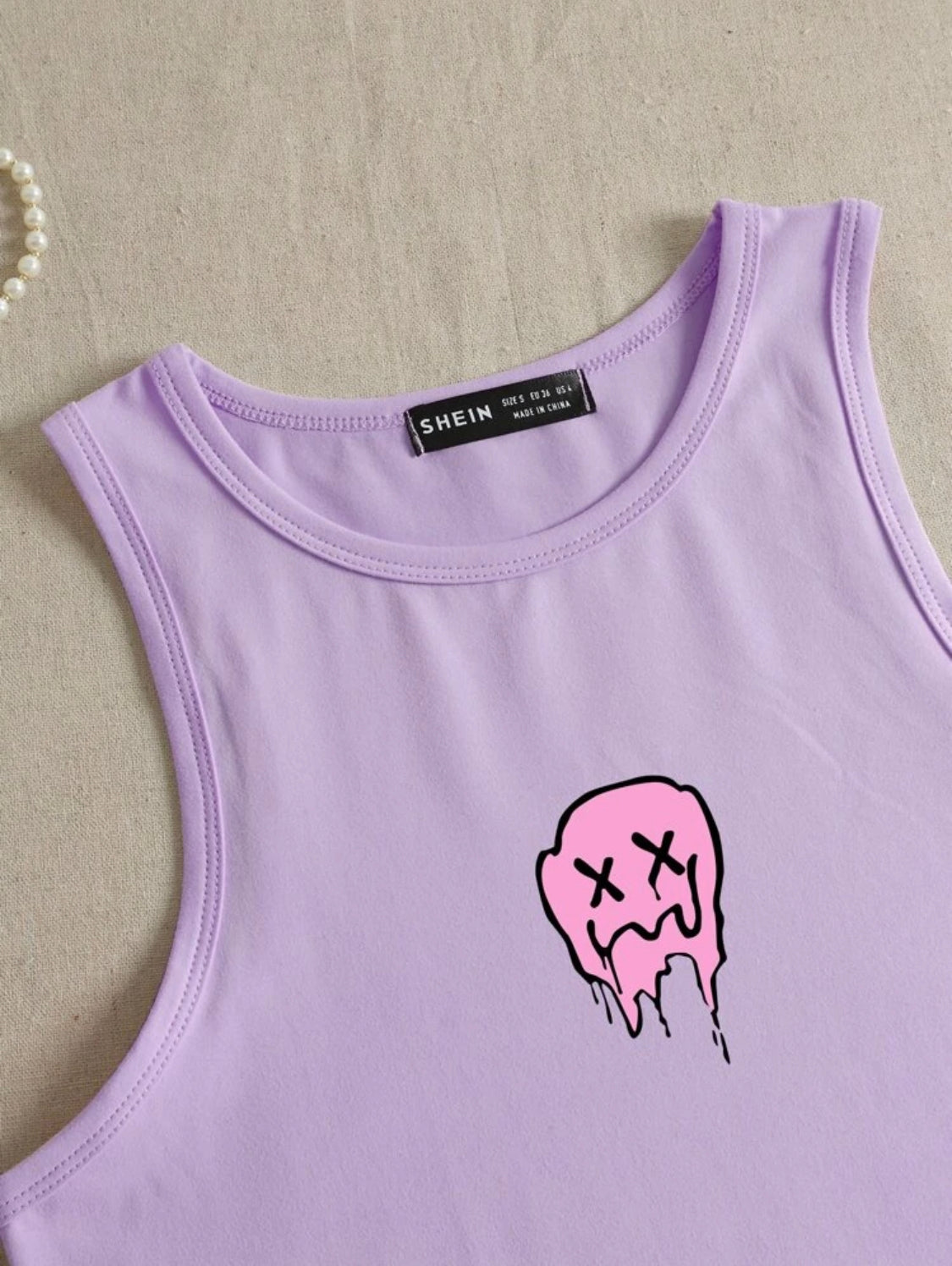 SHEIN EZwear Top tank corto con estampado de dibujos animados