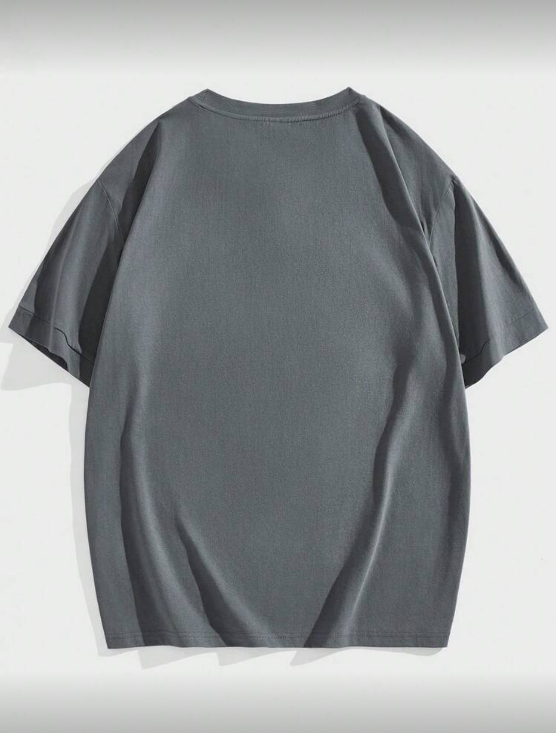 Manfinity VCAY Camiseta de cuello redondo de manga corta con estampado gráfico de texto en inglés de corte holgado para hombre, verano