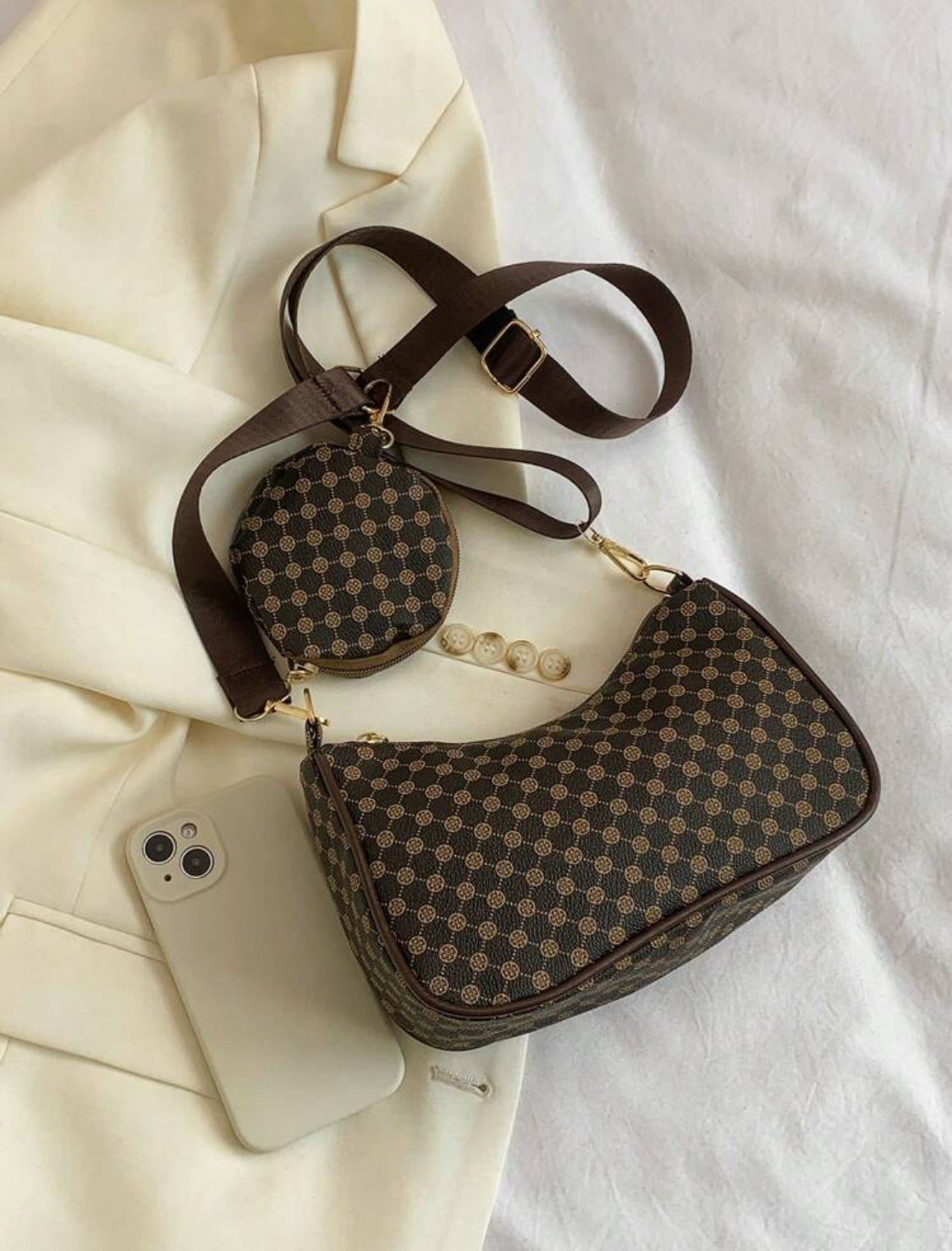 Mini bolso cuadrado con patrón geométrico y monedero con patrón retro, clásico bolso cruzado para mujer con monedero colgante, bolso de mujer con bolsillo para monedas