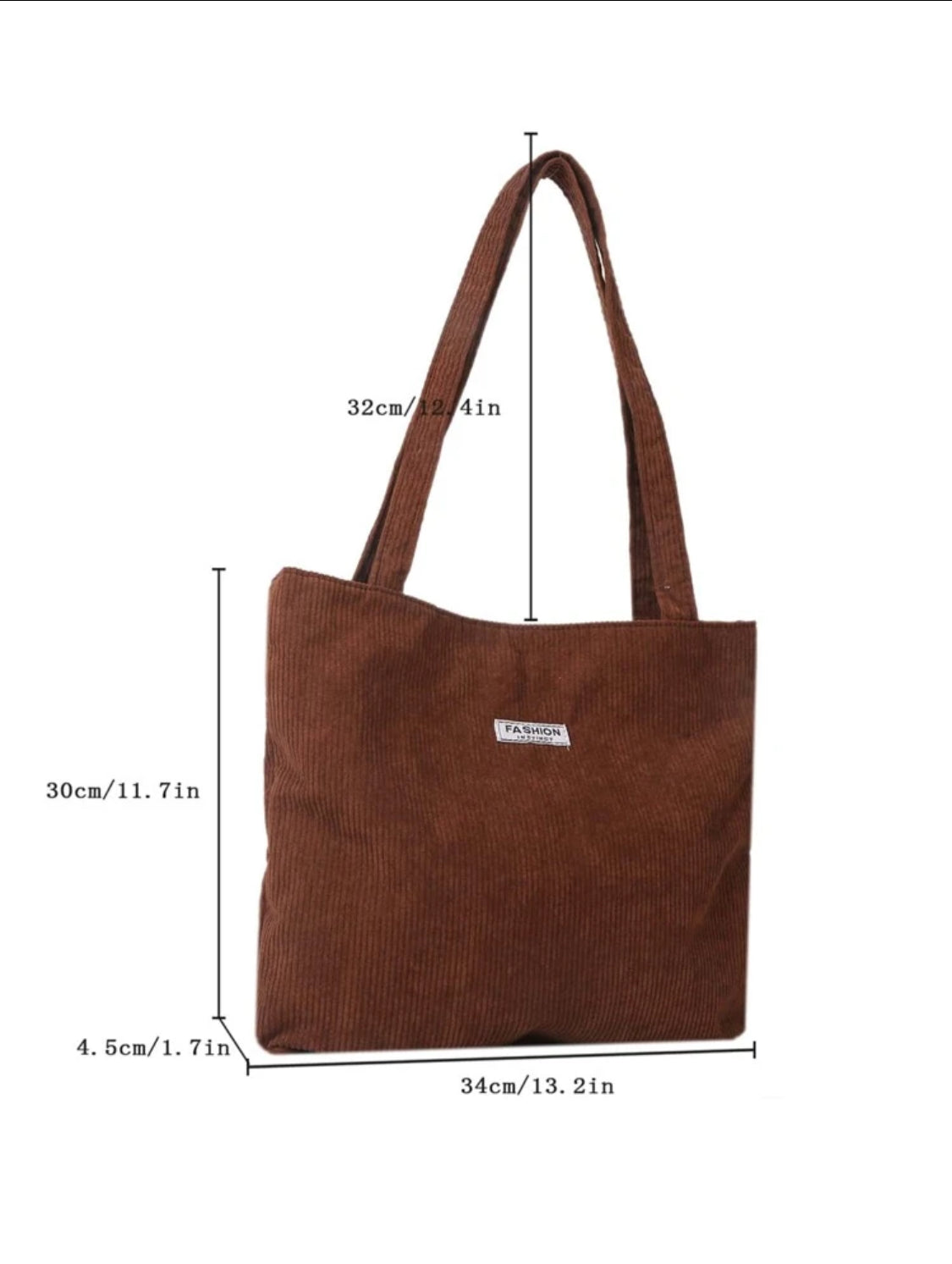 1 pieza Bolso de hombro de unicolor con detalle de pana