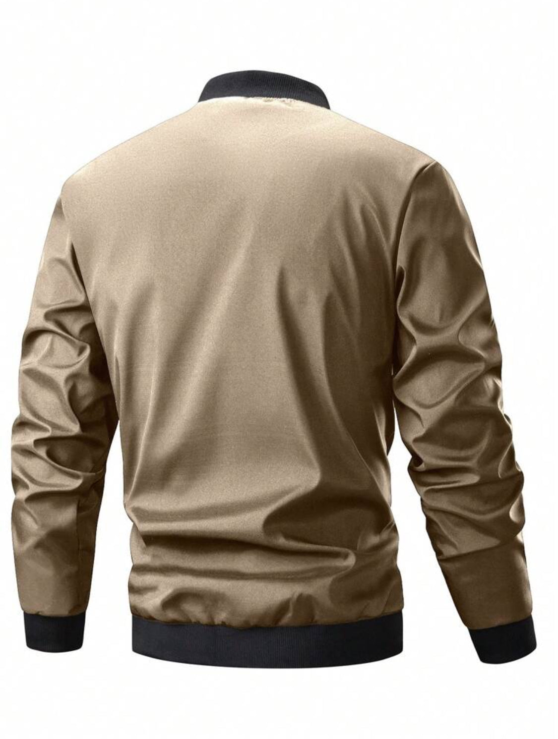 Manfinity Homme Chaqueta casual de manga larga con cremallera frontal y unicolor para hombres