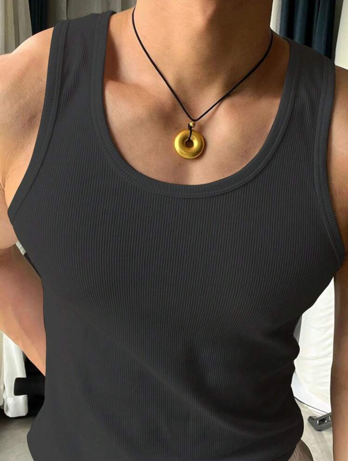Manfinity Dauomo Camiseta de tirantes casual y simple de unicolor para hombre