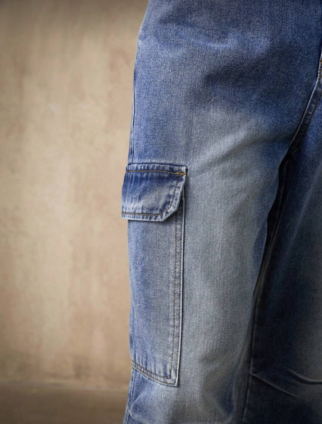 RivetRise Pantalones vaqueros de carga de mezclilla lavados informales para hombres