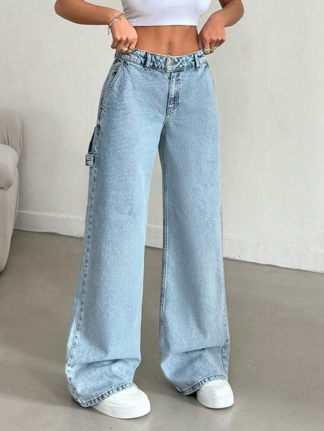 Pantalón de cintura baja y de pierna ancha con estilo Y2K