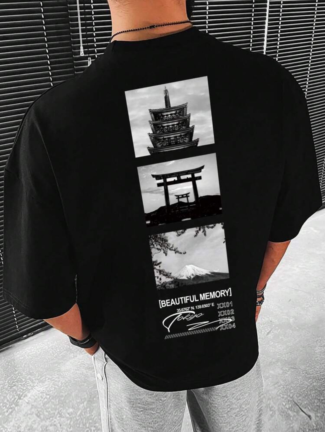 Remera Oversize Manfinity Homme Camiseta de manga corta casual de cuello redondo con estampa gráfica para hombre