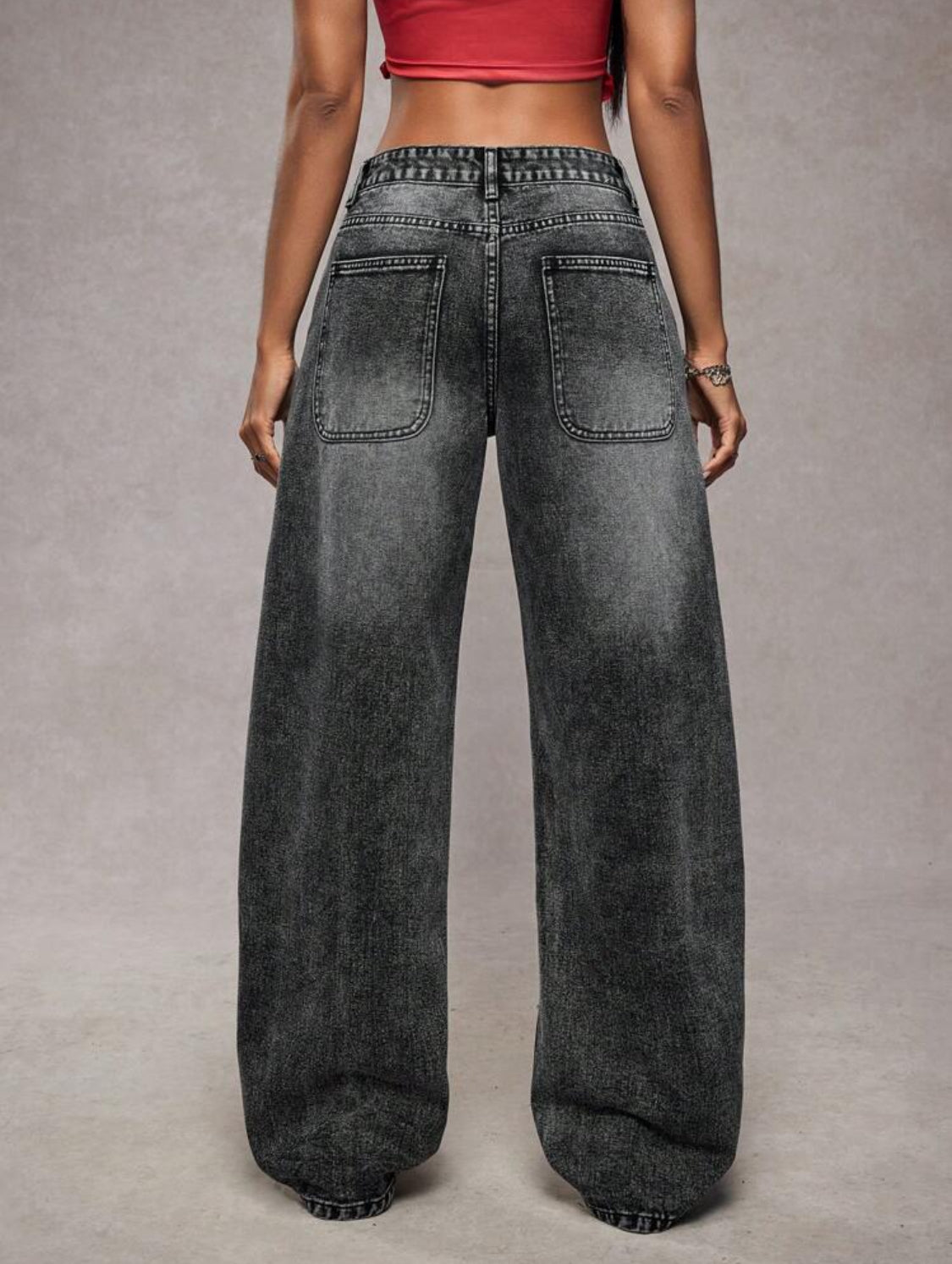 SHEIN ICON Jeans rectos lavados de talle bajo, sencillos y de moda, adecuados para el verano
