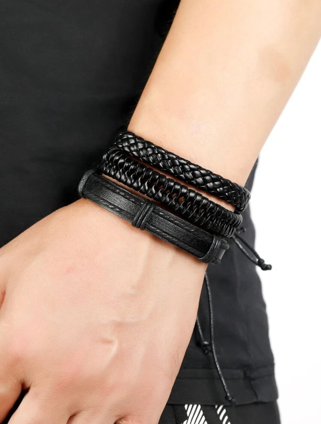 Pulsera minimalista de moda y popular de 1 pieza para hombres PU para regalo de joyería y para una apariencia elegante