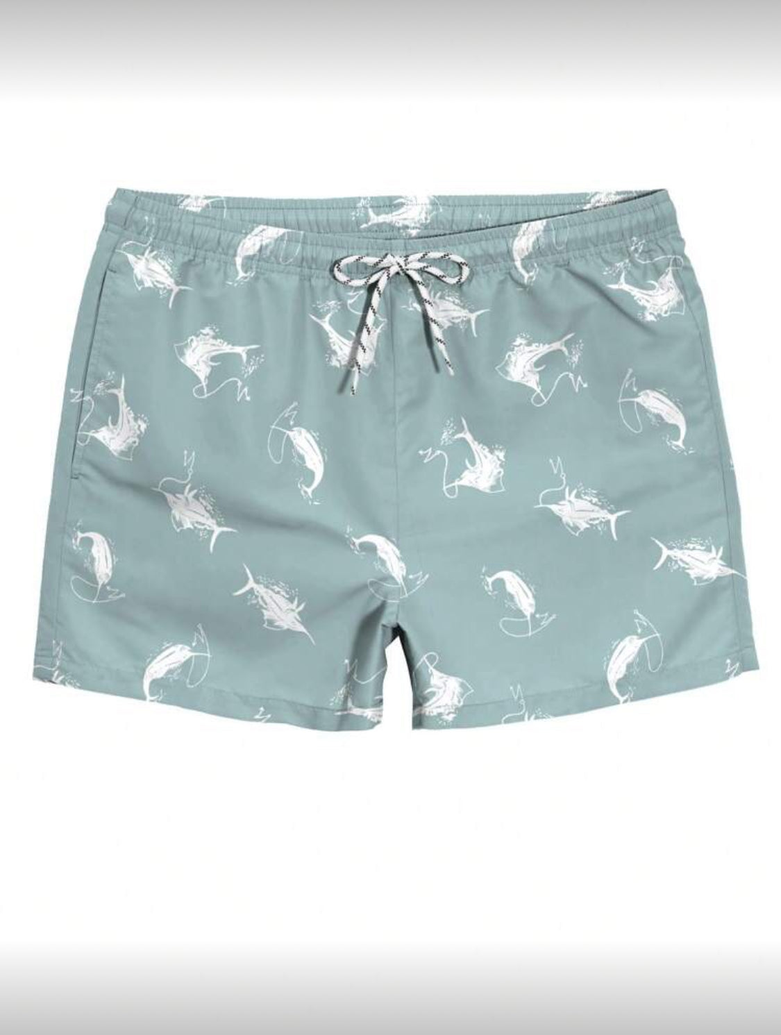 Manfinity Swimmode Pantalones cortos de playa con cordón en la cintura y estampado de peces para hombre