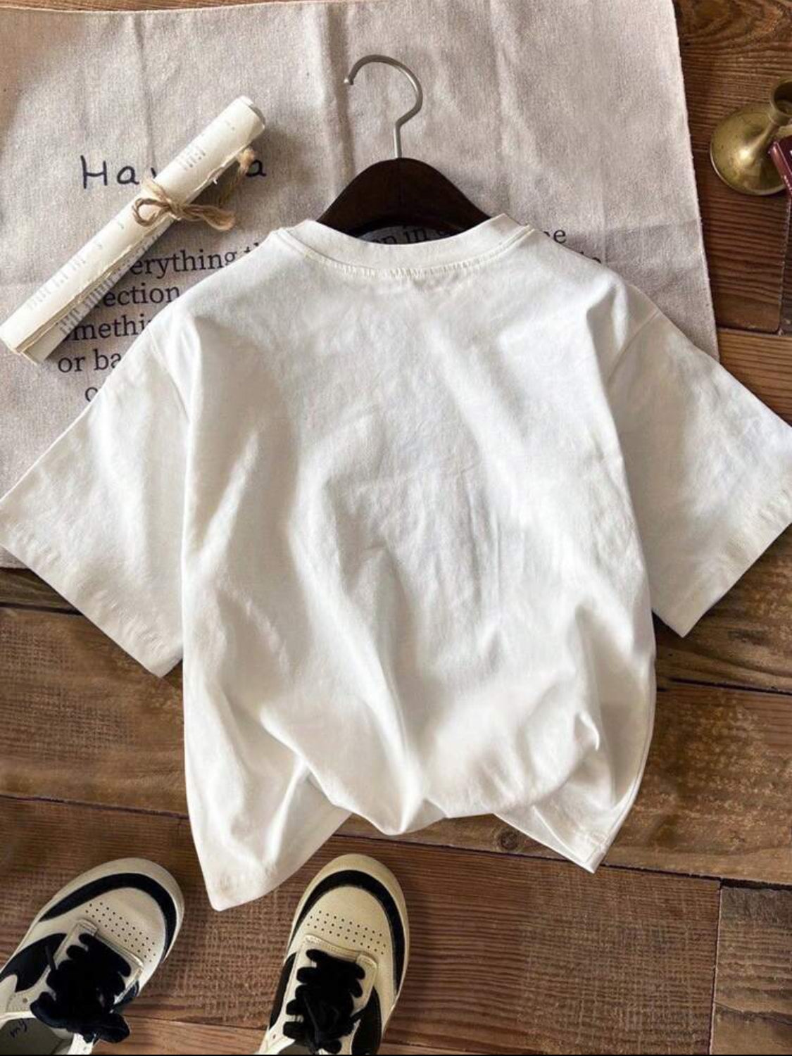SHEIN Attitoon Camiseta de algodón de mujer de corte ajustado con cuello redondo y manga corta, con estampado de letras, adecuada para el verano