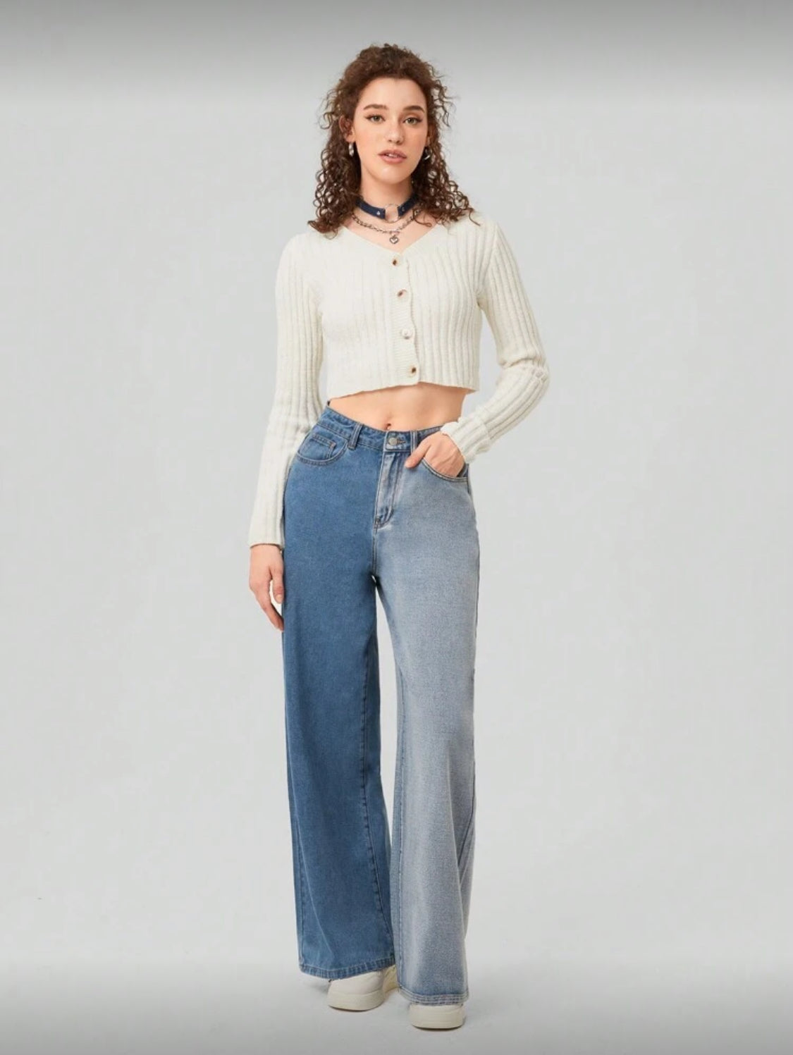 Forever 21 Vaqueros De Pierna Recta Para Mujer Con Bolsillos Inclinados En Color En Contraste