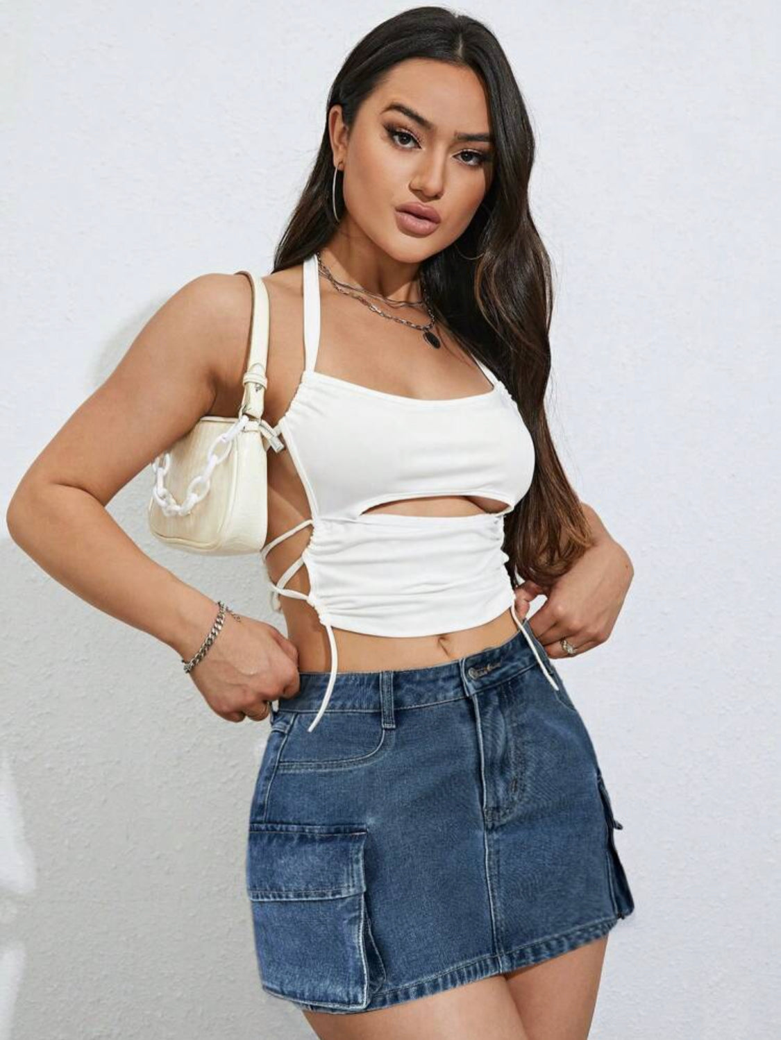 SHEIN ICON Minifalda De Mezclilla Utilitaria
