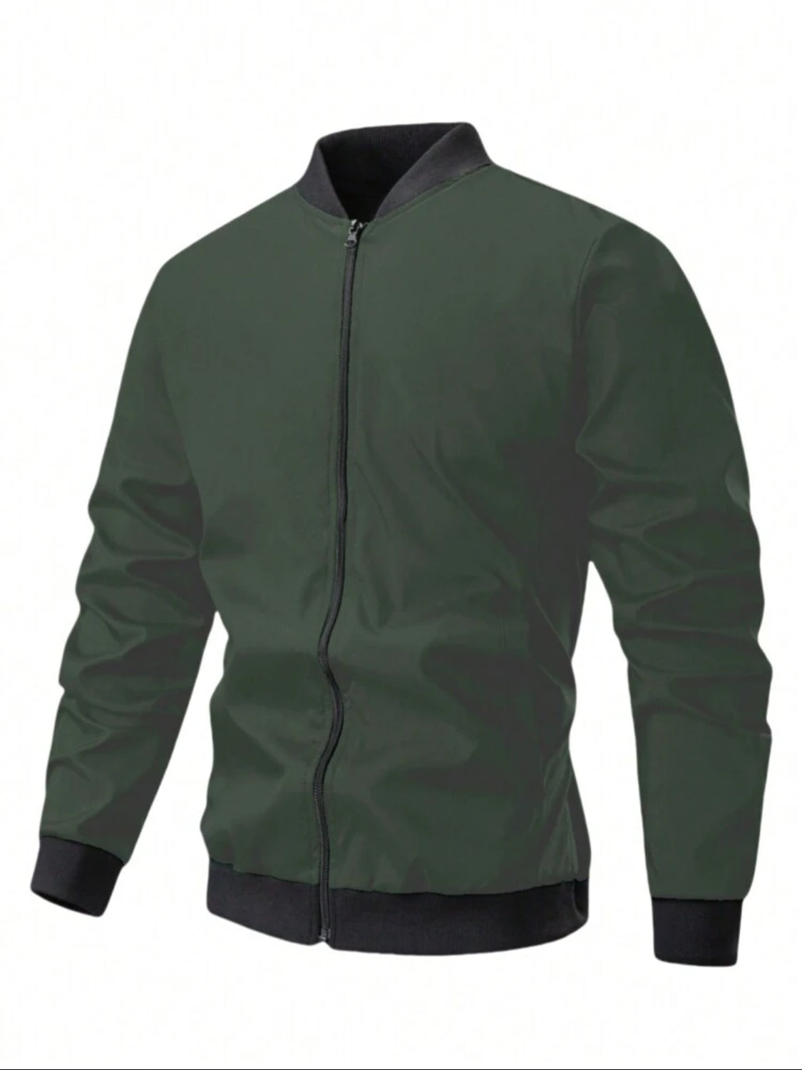 Manfinity Homme Chaqueta casual de manga larga con cremallera frontal y parches de unicolor para hombre