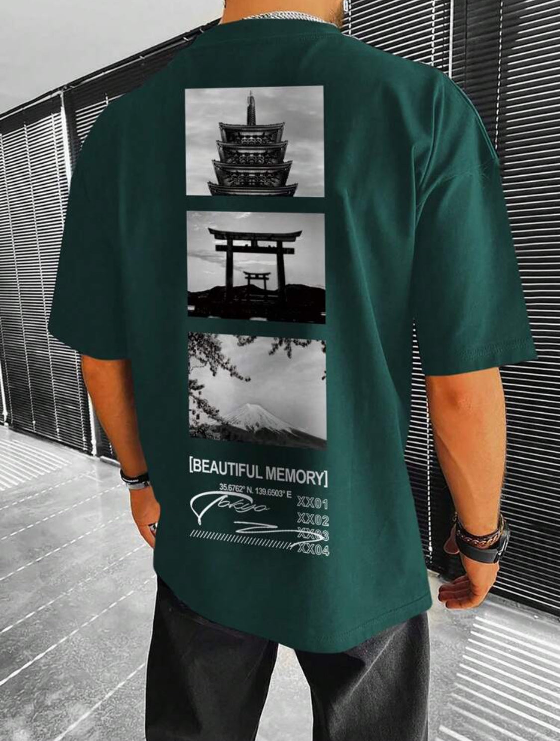 Remera Oversize Manfinity Homme Camiseta de manga corta casual de cuello redondo con estampa gráfica para hombre