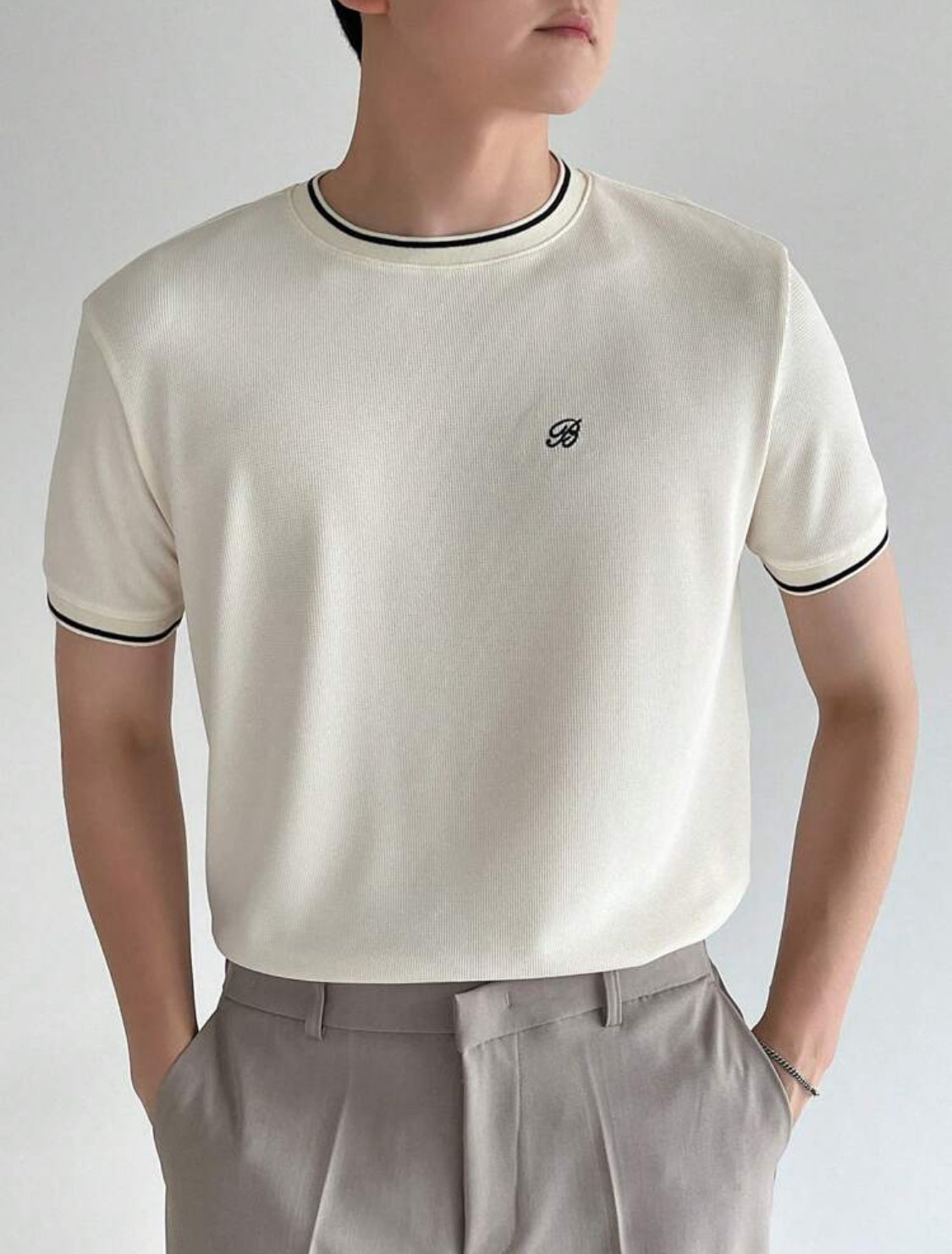 DAZY Camiseta de verano para hombre con bordado de letras