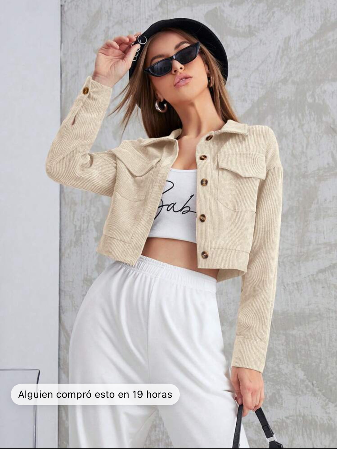 SHEIN Mulvari Cazadora con bolsillo con solapa de pana