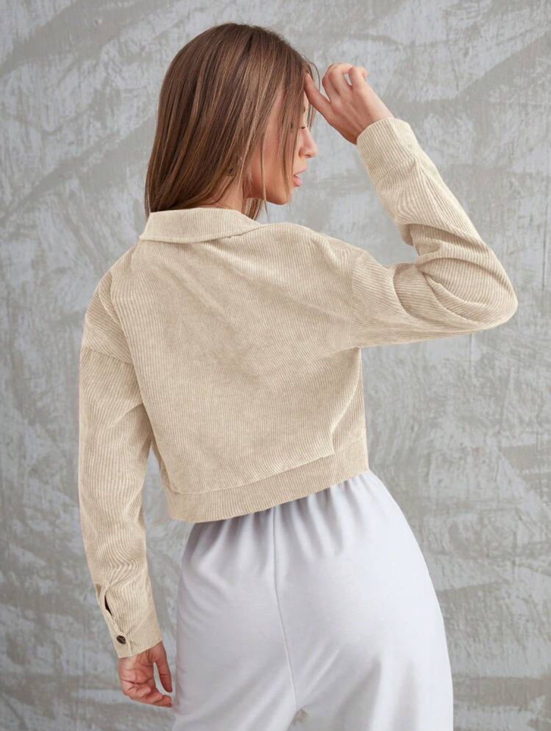 SHEIN Mulvari Cazadora con bolsillo con solapa de pana