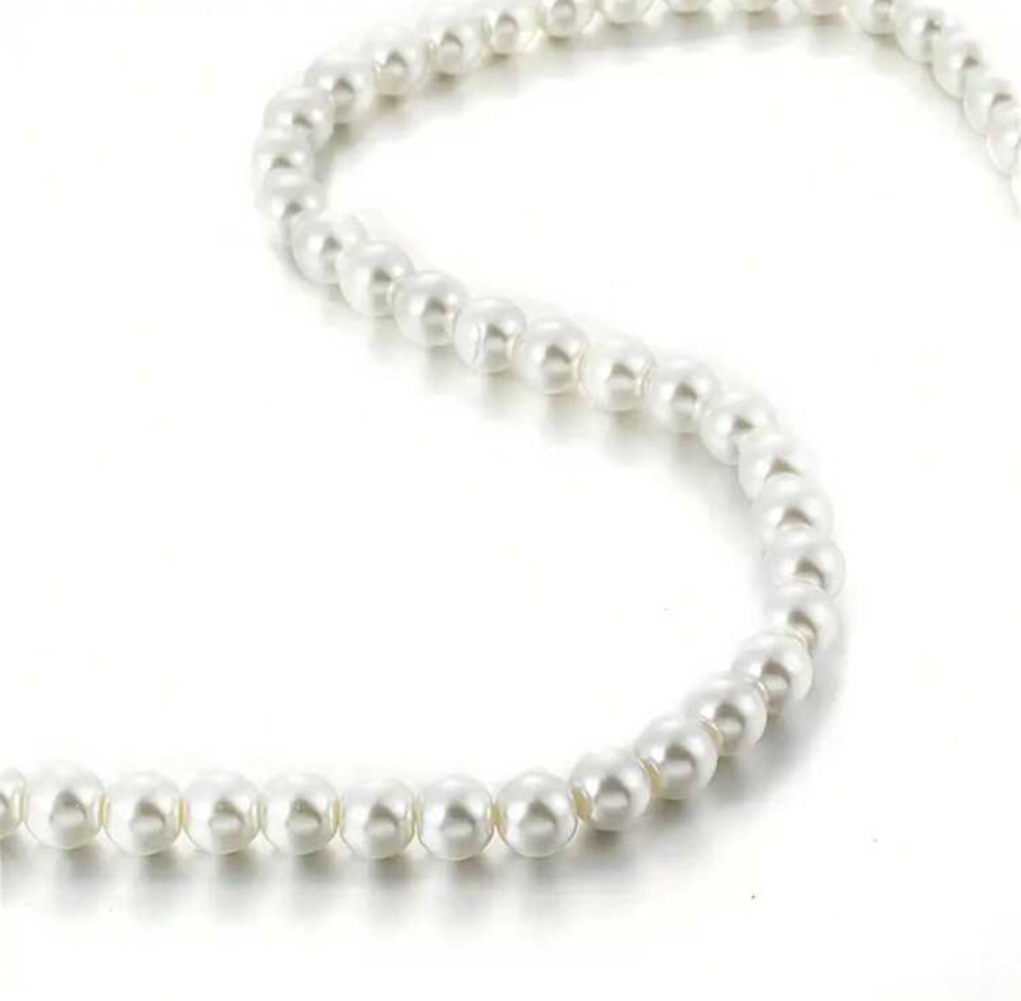 1 pieza Collar de perlas blanco de moda, simple y versátil, regalo para vacaciones de uso diario para hombres