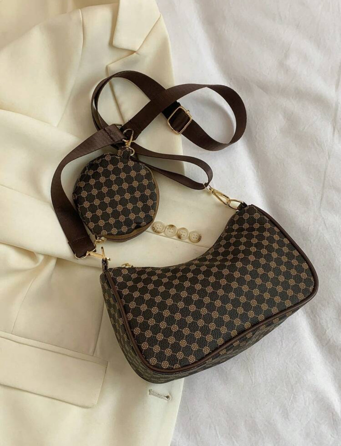 Mini bolso cuadrado con patrón geométrico y monedero con patrón retro, clásico bolso cruzado para mujer con monedero colgante, bolso de mujer con bolsillo para monedas