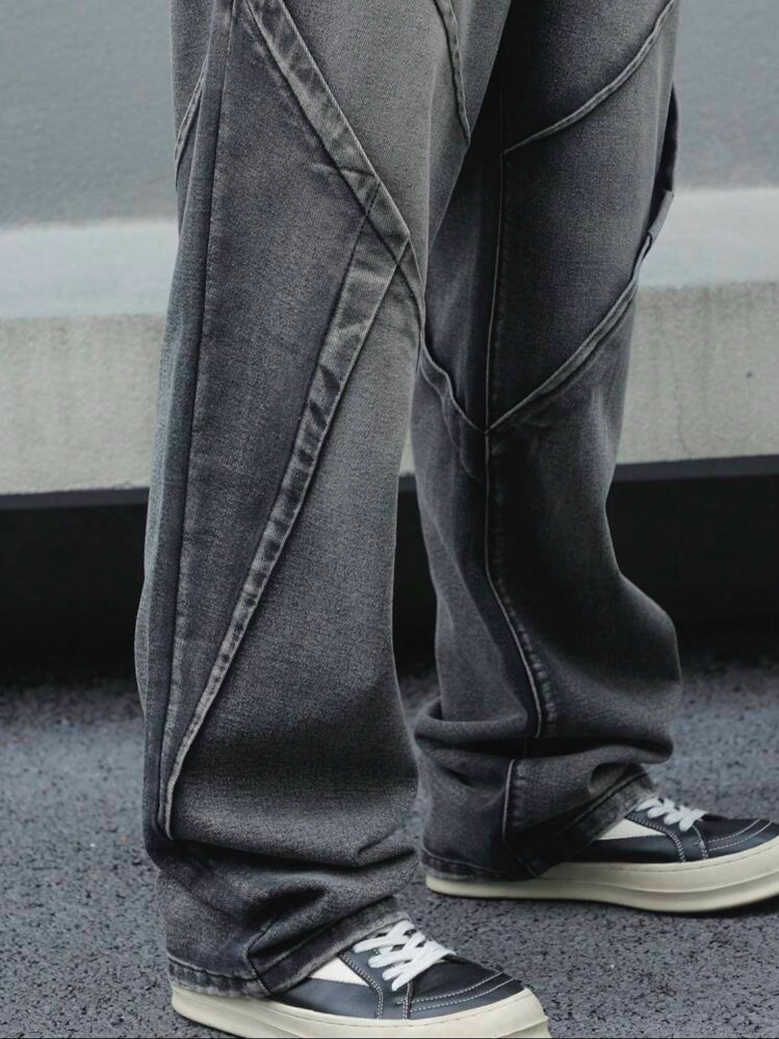 Manfinity LEGND Jeans rectos y relajados de corte casual para hombre con bolsillos, jeans largos y holgados lavados en gris oscuro liso, regalo para esposo o novio