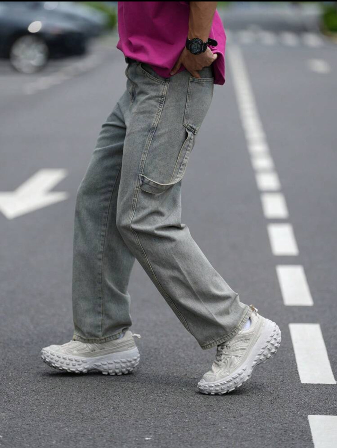 Manfinity Hypemode Pantalones vaqueros rectos informales de unicolor con bolsillos para hombres