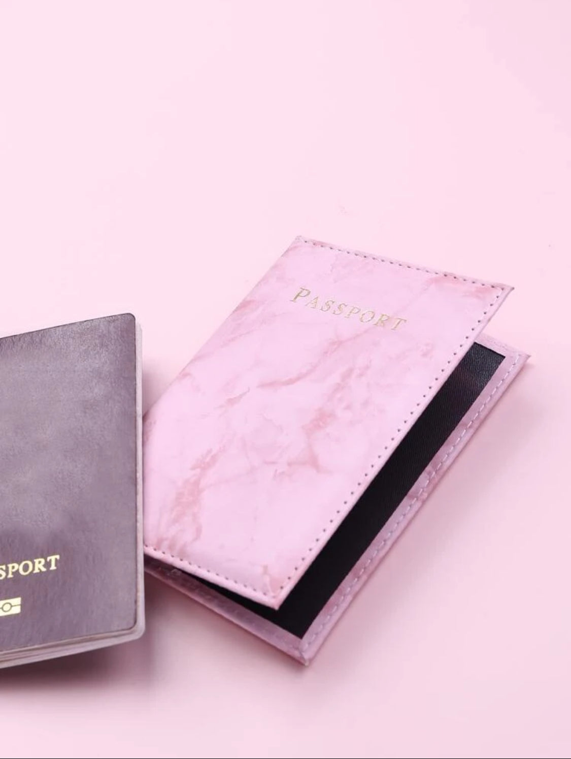 Estuche de pasaporte plegable de mármol, portapasaporte, billetera de pasaporte, suministros escolares, cosas de la escuela para estudiantes, accesorios de vacaciones para la temporada de vacaciones, bolsa de pasaporte para el vuelo, para vuelta a clases