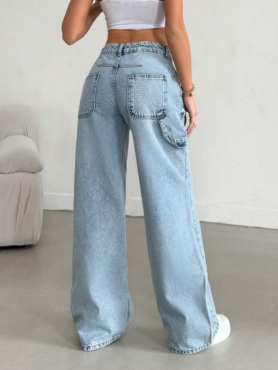Pantalón de cintura baja y de pierna ancha con estilo Y2K