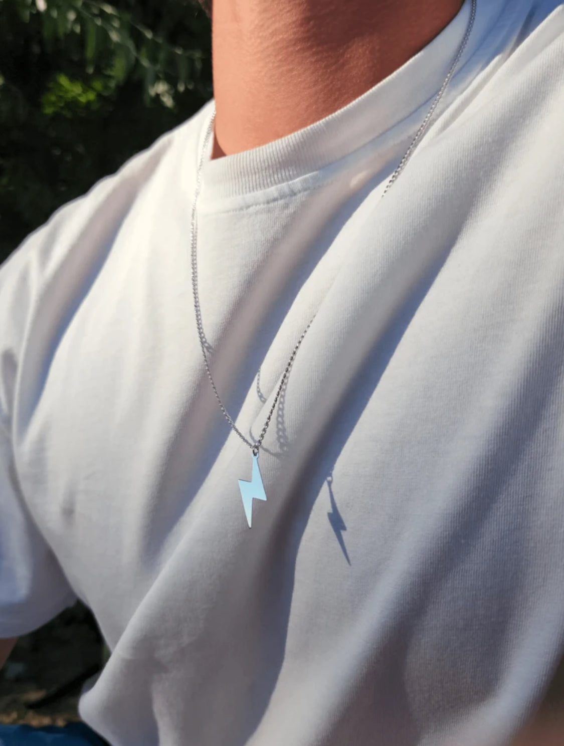 Collar de relámpago de acero inoxidable para hombres - Regalo de estilo para el tipo, collar para novio, cadena de eslabones - Accesorio unisex, regalo de Navidad, Año Nuevo, Día de San Valentín, vacaciones