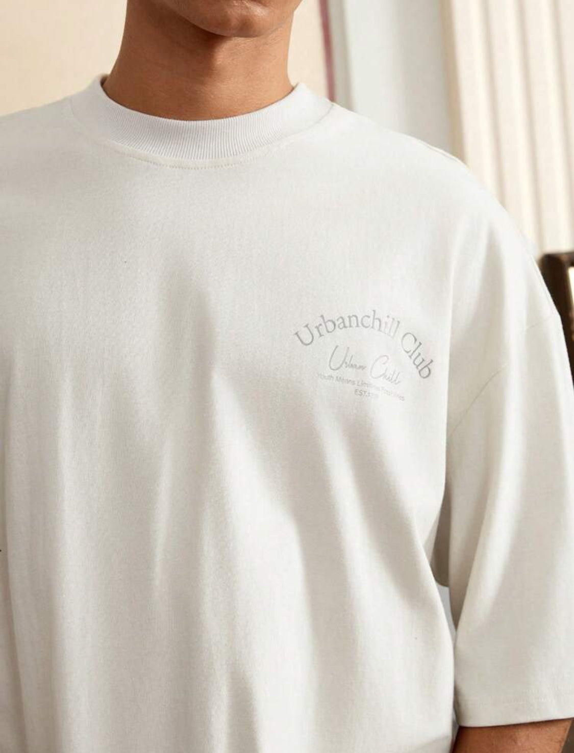 SWAVVY Camiseta hombre con gráfico de letras hombro caído