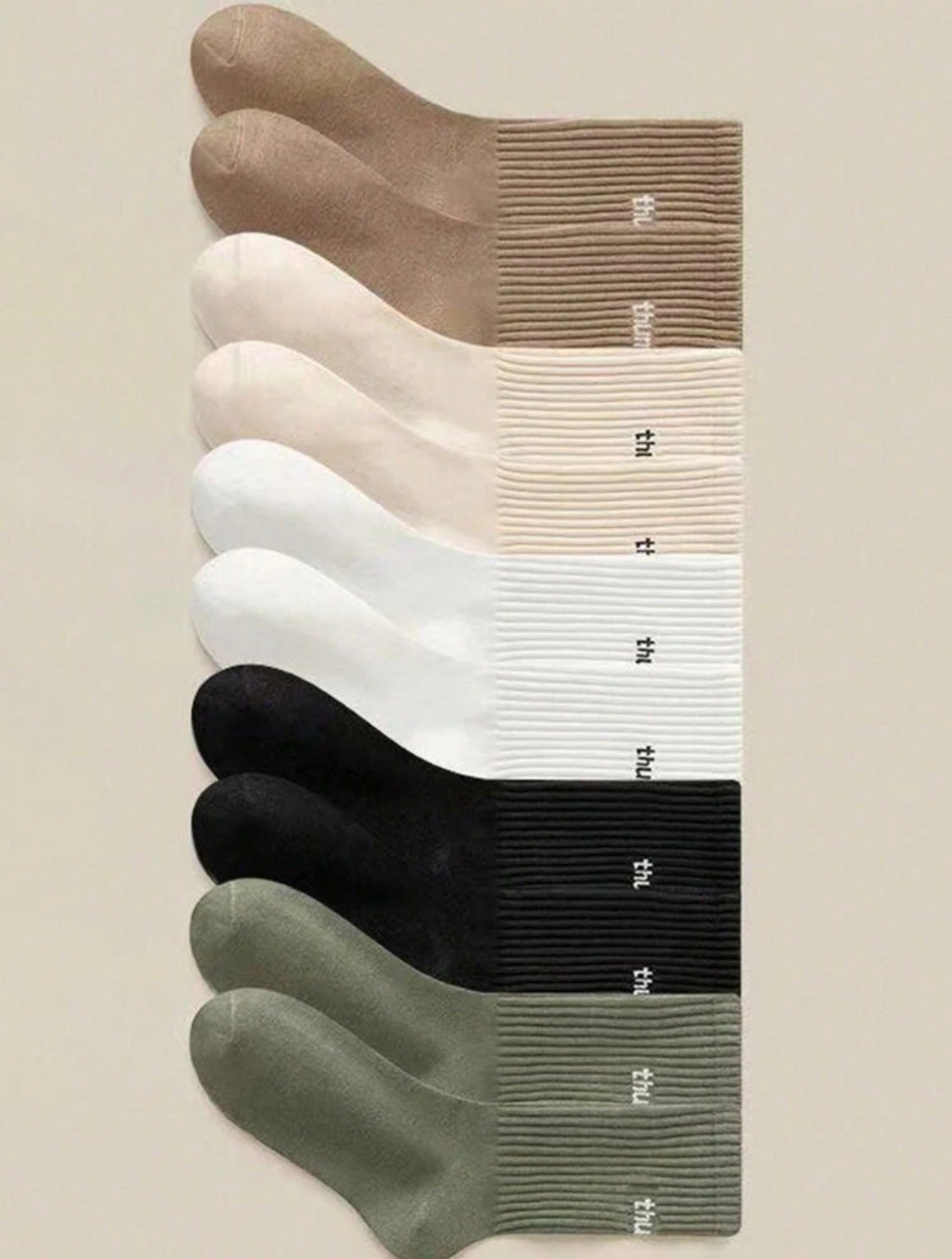Pares / Set Calcetines A Media Pantorrilla Para Hombre De Color Sólido Con Detalles De Letras Y Talón