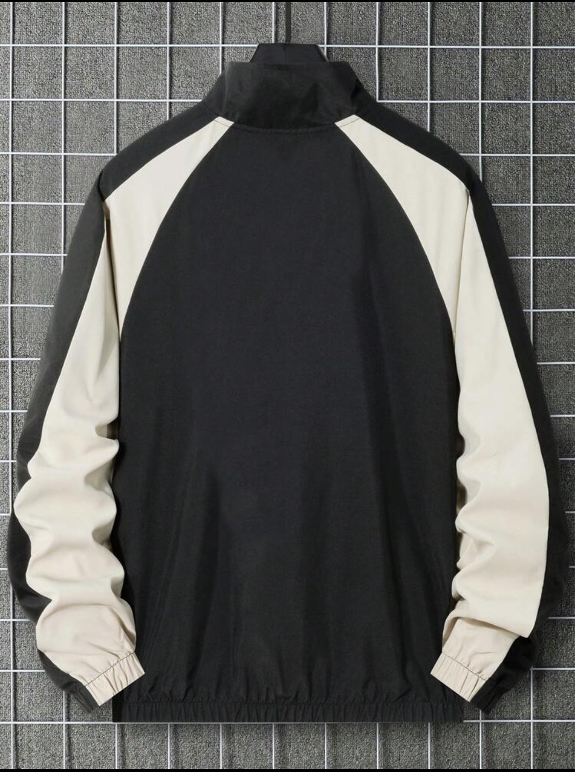Manfinity EMRG Chaqueta de hombre con cuello alto, manga raglán y cremallera frontal, de corte holgado. Chaqueta ligera de béisbol de bloque de color de manga larga para salir con amigos, regalo para amigos, esposo o novio