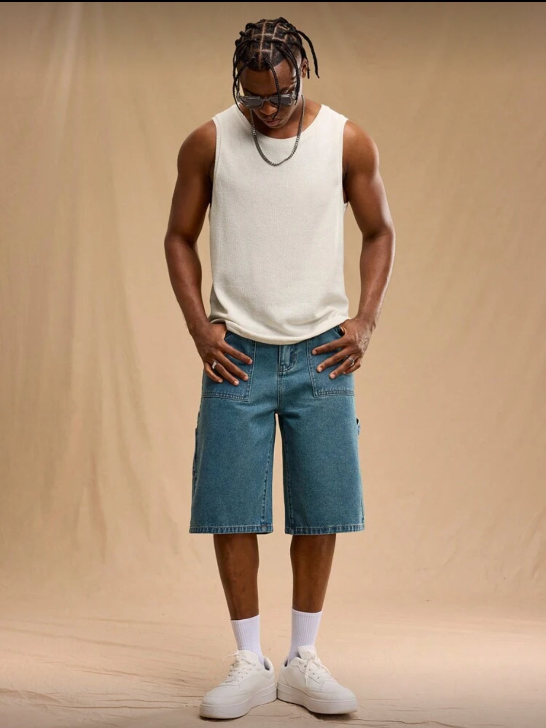 Forever 21 Camiseta sin mangas tejida para hombres, de estilo occidental, casual y de moda, de corte holgado y liso, para uso diario, vacaciones y amigos