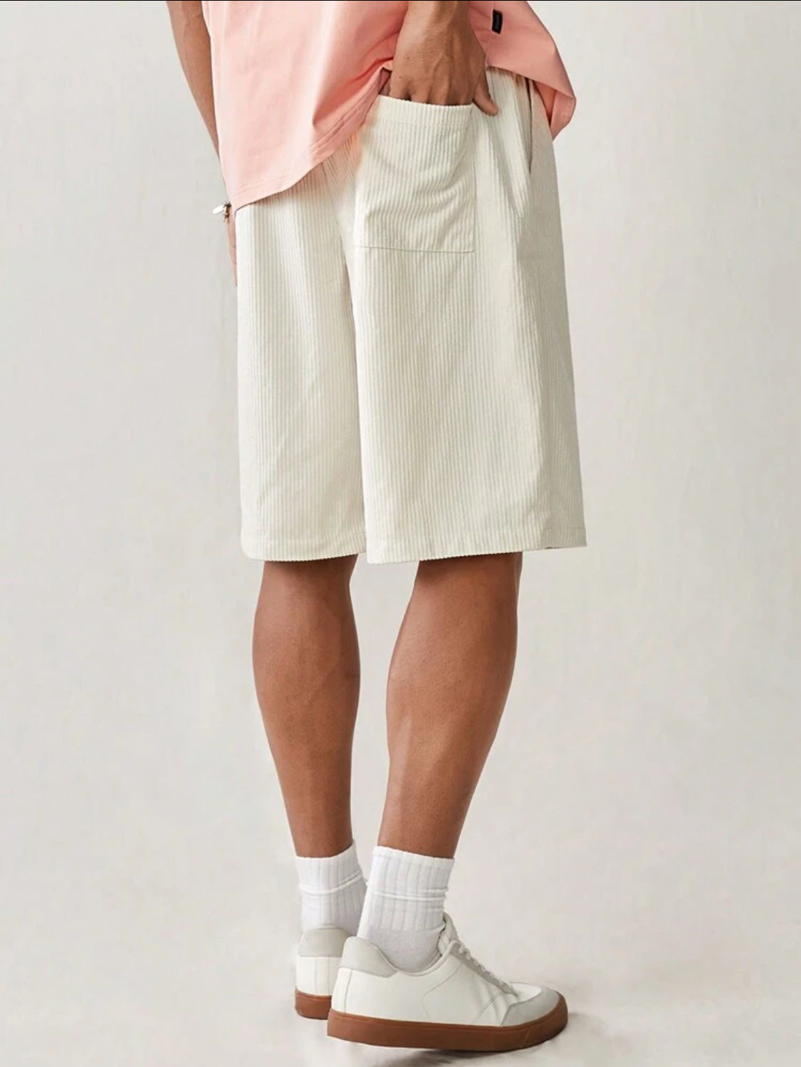 Manfinity UrbanChill Bermudas informales y tejidas de pierna ancha para hombre con banda de cintura y bolsillos