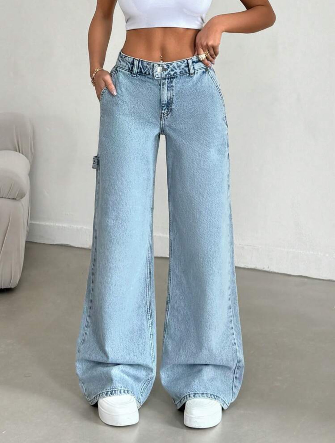 Pantalón de cintura baja y de pierna ancha con estilo Y2K