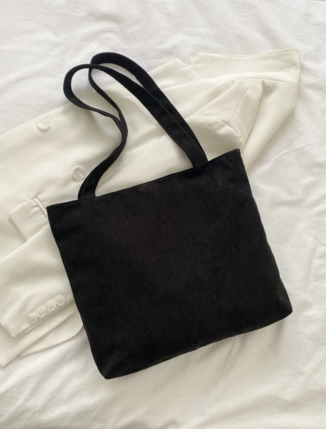 1 pieza Bolso de hombro de pana con estampado de letras, adecuado para ir al trabajo