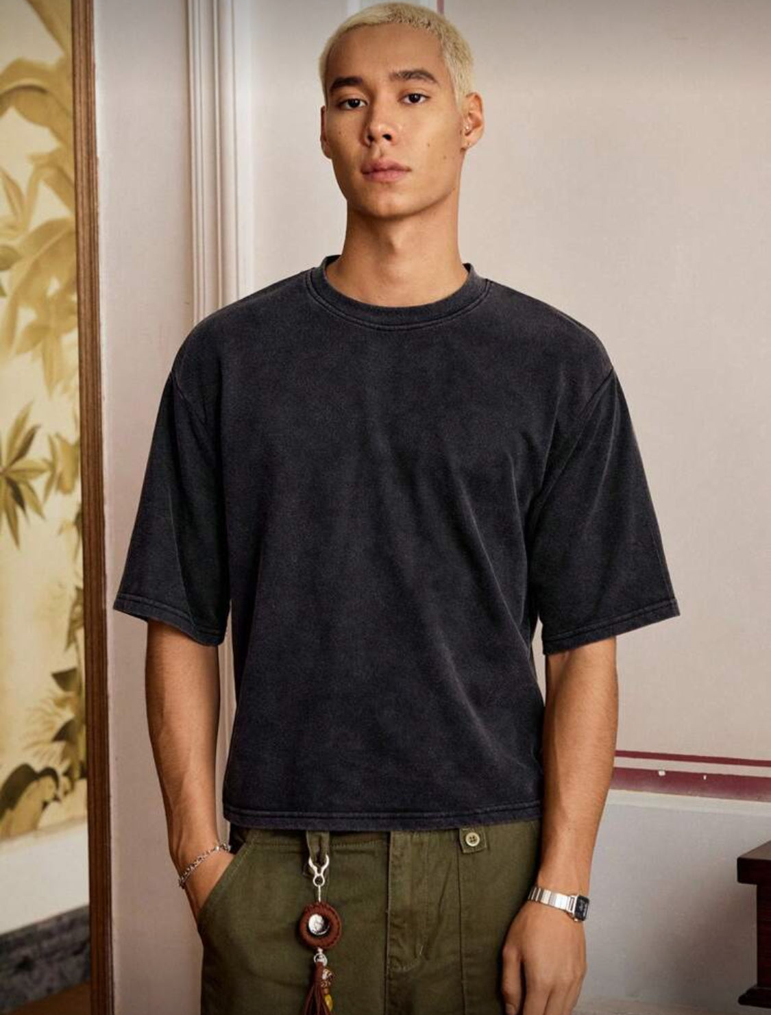 SWAVVY Camiseta casual de verano para hombres con cuello redondo y estampado de eslogan, holgada