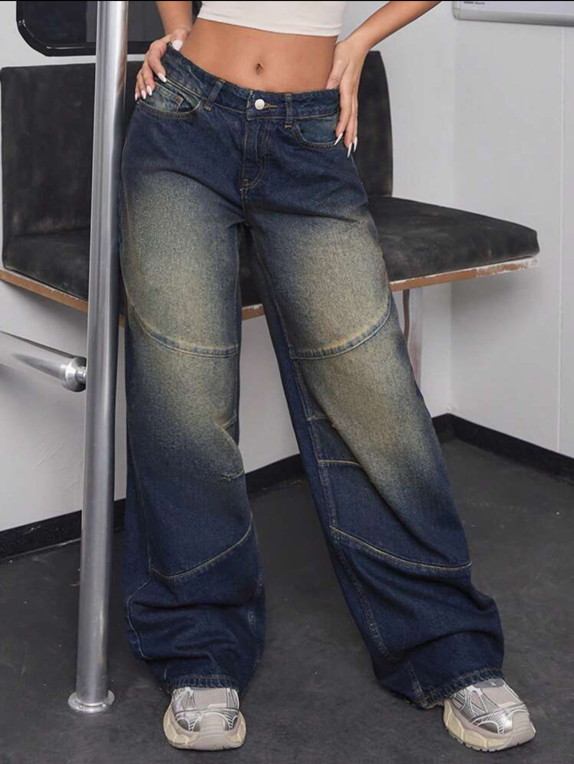 SHEIN JEANS DE PIERNA ANCHA CON CINTURA BAJA PARA MUJER