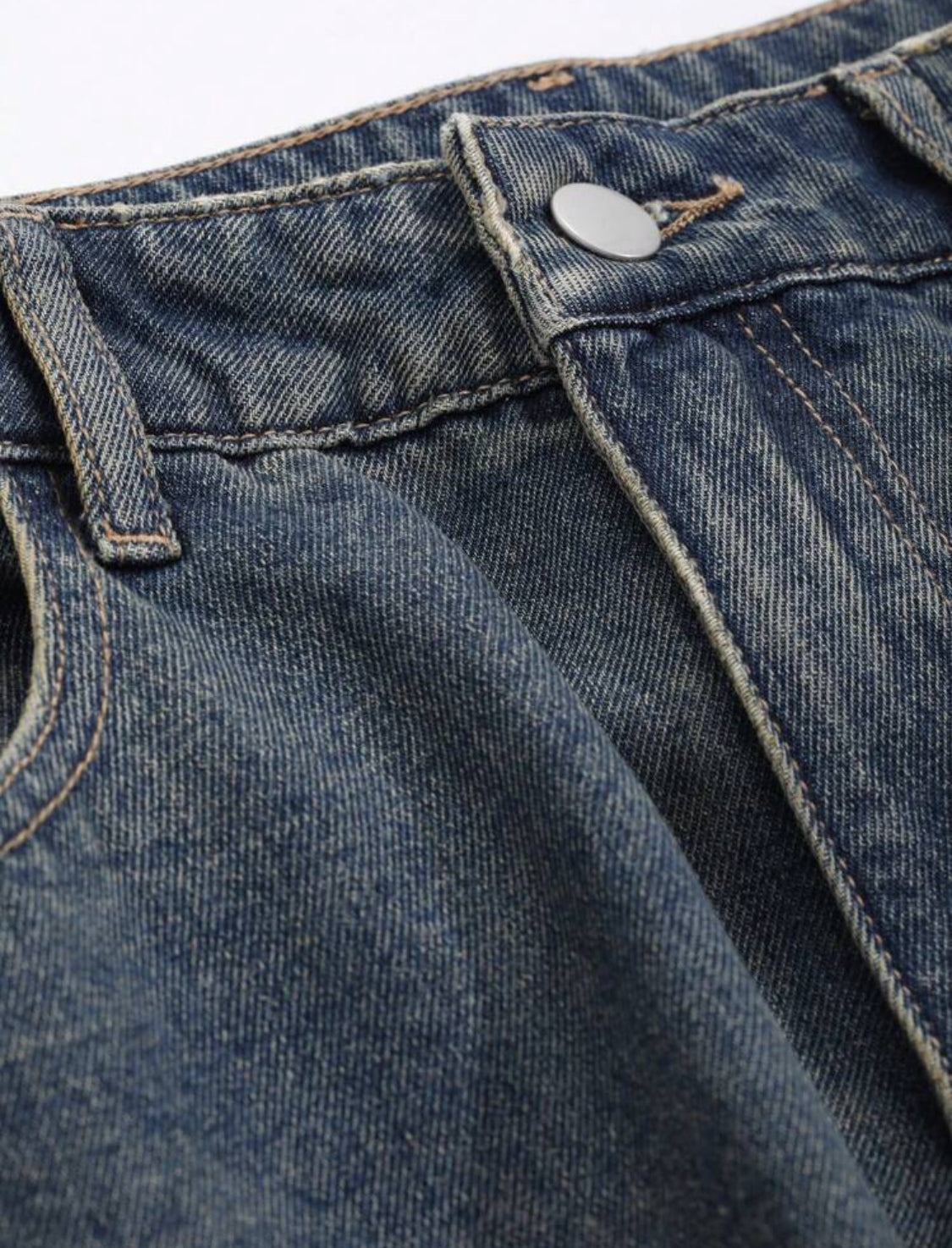 DAZY Pantalones vaqueros rectos informales para hombre con presillas para cinturón y bolsillos, unicolor, otoño