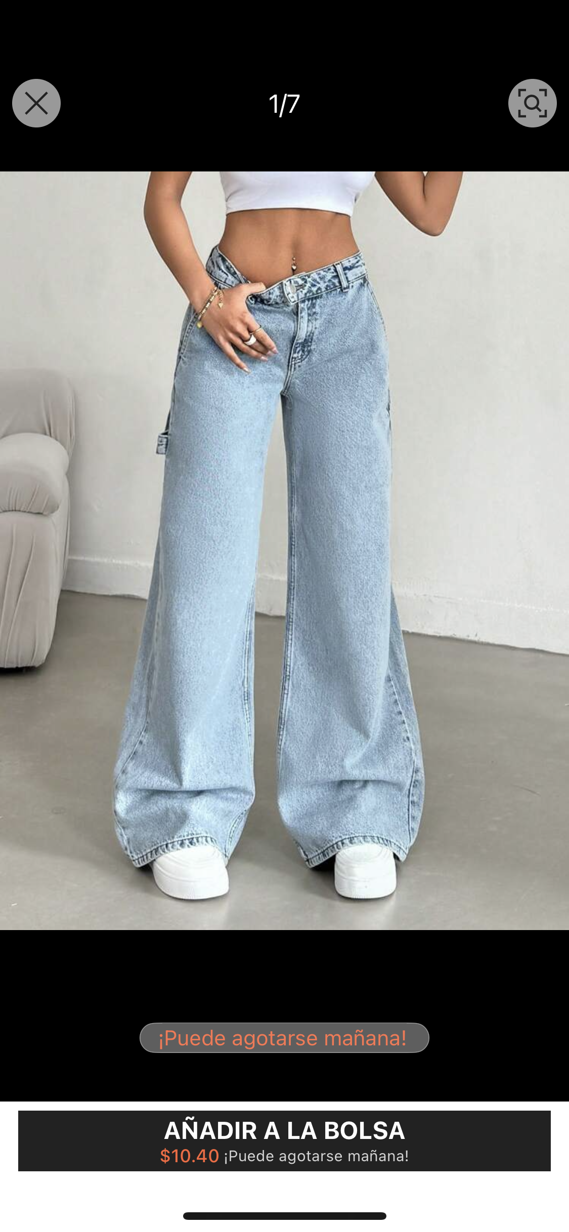 Pantalón de cintura baja y de pierna ancha con estilo Y2K