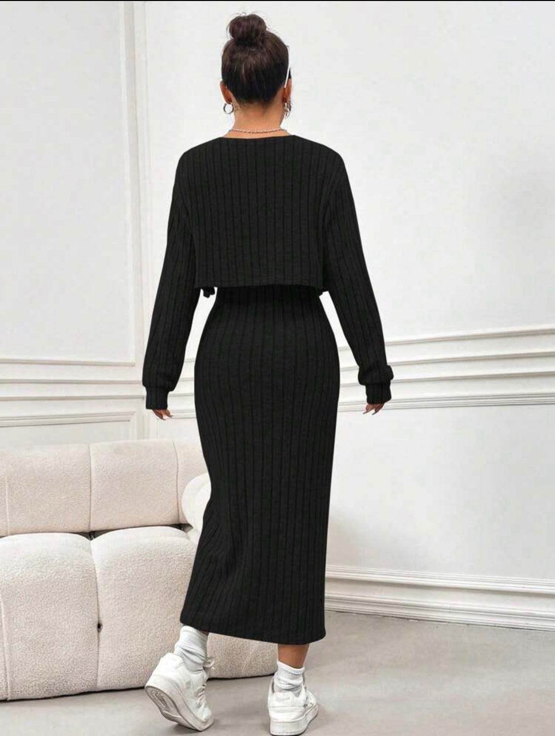 SHEIN MOOSTA Vestido Y Abrigo Con Tirantes De Espagueti Simple Y Casual, De Franela