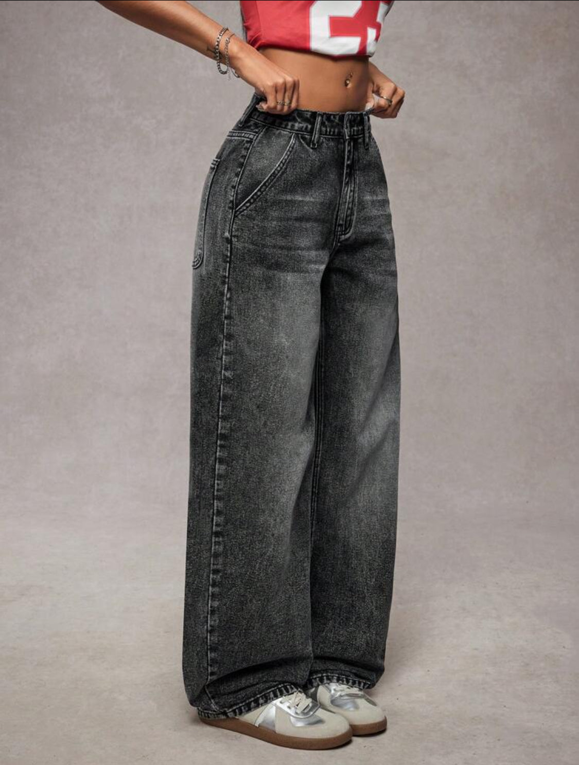 SHEIN ICON Jeans rectos lavados de talle bajo, sencillos y de moda, adecuados para el verano