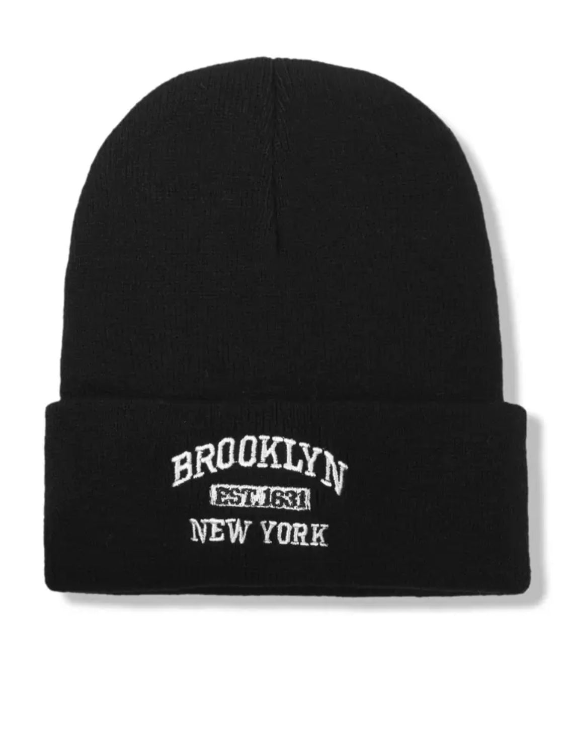 1 pieza Sombrero de punto con detalle fino y estampado de la letra Brooklyn, de moda para mujeres, versátil para invierno y otoño