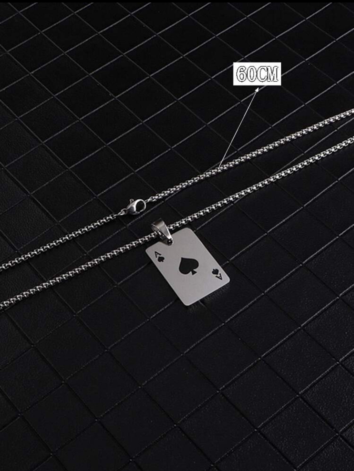 1 pieza de hombres de acero inoxidable Jersey con cadena póker en forma de Collar con colgante , incluido uno póker espada A con uno en forma de corazón colgante