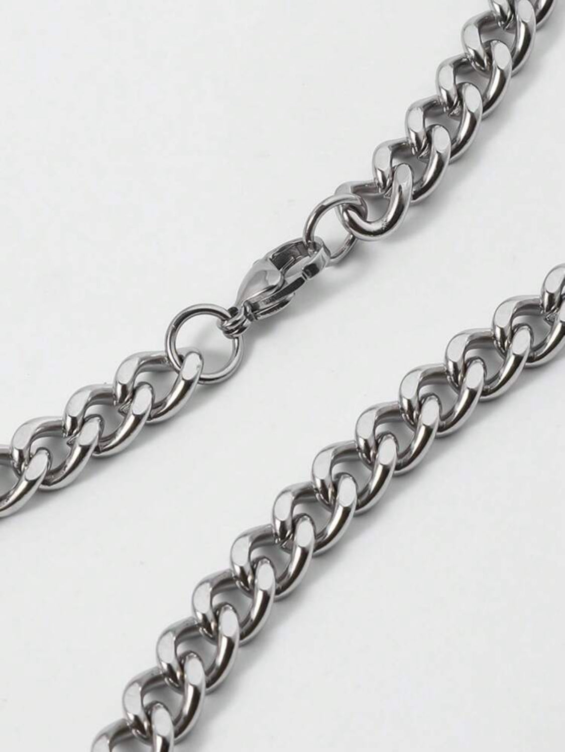 1 pieza Collar de cadena de eslabón tipo "cubo" de 4mm de plata para hombre, cadena de acero inoxidable a prueba de agua y sin oxidación, cadena simple de plata para hombres