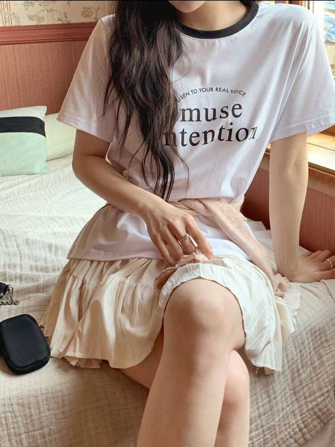 DAZY Camiseta de manga corta de cuello redondo con estampado gráfico casual y bonito para el verano para mujer