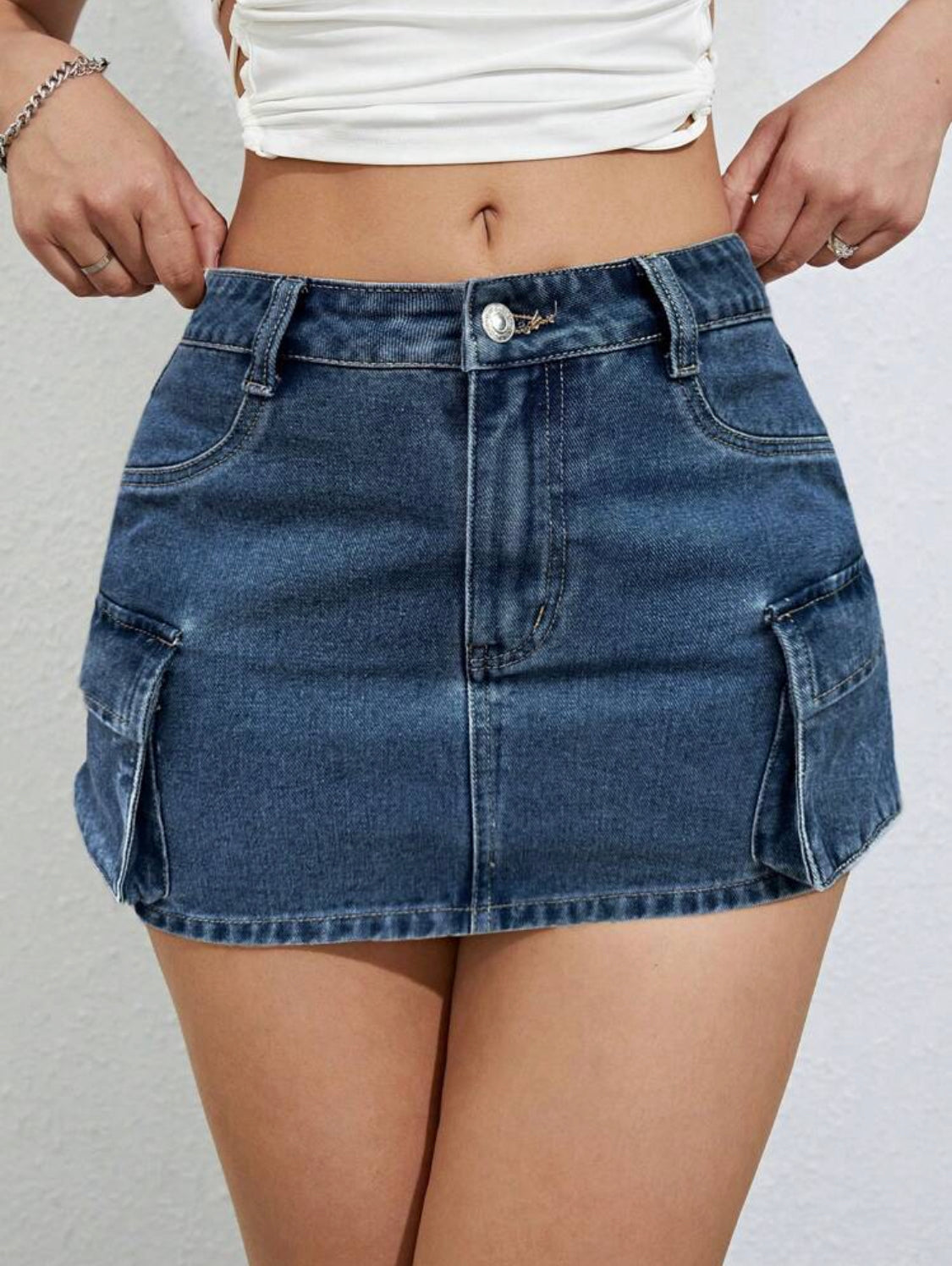 SHEIN ICON Minifalda De Mezclilla Utilitaria