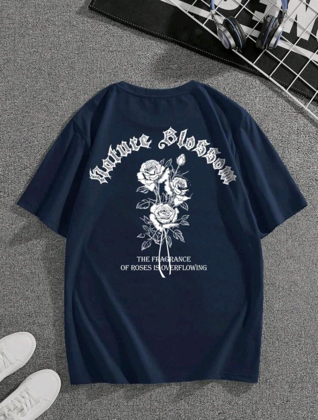 Remera Oversize Manfinity Dauomo Hombres Camiseta con estampado floral con slogan